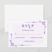 Cartons Réponse Mariage à l'orchidée bleue et violette (Devant / Derrière)