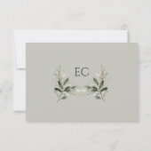 Cartons Réponse Mariage à monogramme de la branche d'olive Sage Gr (Dos)