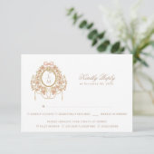 Cartons Réponse Mariage à monogramme de rose rococo français (Debout devant)
