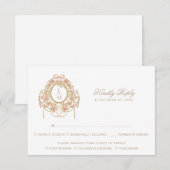 Cartons Réponse Mariage à monogramme de rose rococo français (Devant / Derrière)