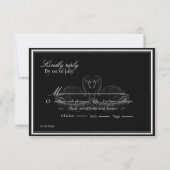Cartons Réponse Mariage à monogramme en script classique noir et b (Dos)