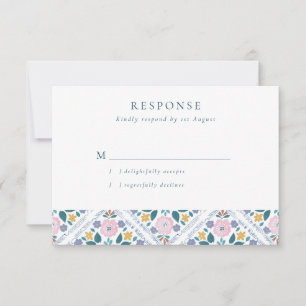 Cartons Réponse Mariage à motif floral grandmillénial