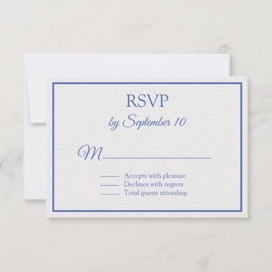 Cartons Réponse Mariage à thème bleu et blanc (Devant)
