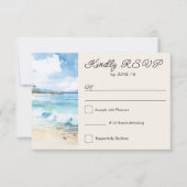 Cartons Réponse Mariage à thème Watercolor Beach (Devant)