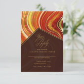 Cartons Réponse Mariage Abstrait Agate Orange Chaud ID827 (Debout devant)
