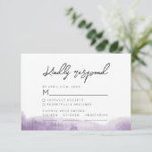 Cartons Réponse Mariage Abstrait d'aquarelle violet moderne (Debout devant)