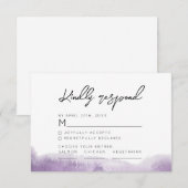 Cartons Réponse Mariage Abstrait d'aquarelle violet moderne (Devant / Derrière)