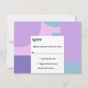 Cartons Réponse Mariage Abstrait moderne Pastel Blue Purple Retro