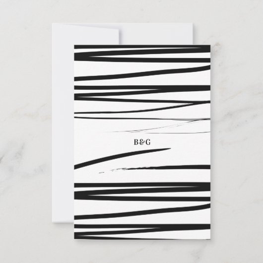 Cartons Réponse Mariage Abstrait noir moderne (Dos)