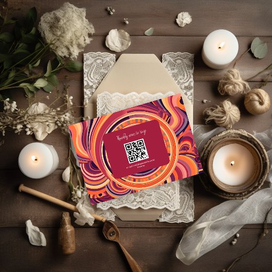 Cartons Réponse Mariage abstrait sur le thème rétro groovy des ann