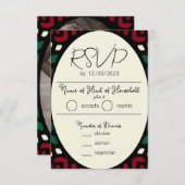 Cartons Réponse Mariage africain tribal rouge noir vert (Devant / Derrière)