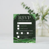 Cartons Réponse Mariage Agate Vert et Argent (Debout devant)