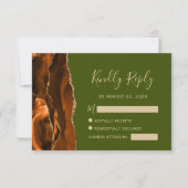 Cartons Réponse Mariage Agate Vert Olive Orange Brûlé (Devant)