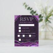 Cartons Réponse Mariage Agate Violet et Argent (Debout devant)