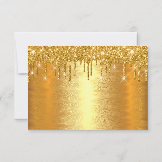 Cartons Réponse Mariage Anniversaire Luxe Or Paillettes Gouttes RS (Dos)