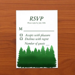 Cartons Réponse Mariage aquarelle aux pins de la forêt