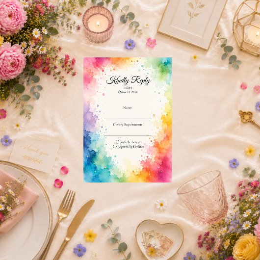 Cartons Réponse Mariage Aquarelle Coloré