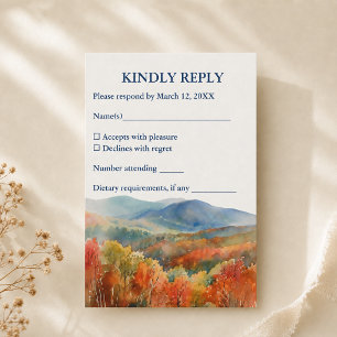 Cartons Réponse Mariage aquarelle d'automne dans les monts Blue Ri