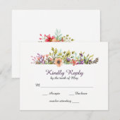 Cartons Réponse Mariage aquarelle de fleurs sauvages de prairie de (Devant / Derrière)