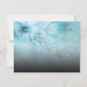 Cartons Réponse *~* Mariage Aquarelle Fleurs Pailletées Bleu Viole (Dos)