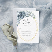 Cartons Réponse Mariage aquarelle florale bleu poussiéreux