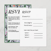 Cartons Réponse Mariage aquarelle florale fantaisiste (Devant / Derrière)