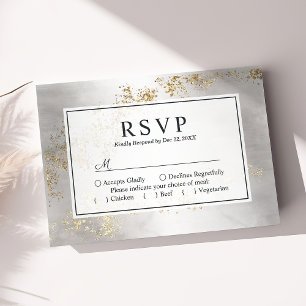 Cartons Réponse Mariage aquarelle grise moderne luxe avec paillett