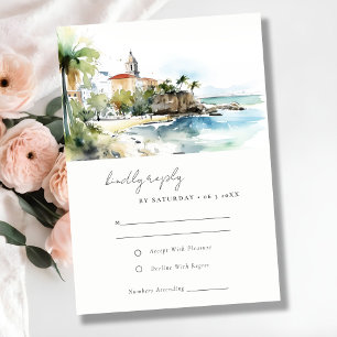 Cartons Réponse Mariage aquarelle paysage San Juan Porto Rico