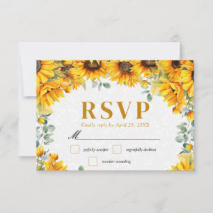 Cartons Réponse Mariage aquarelle tournesols et eucalyptus