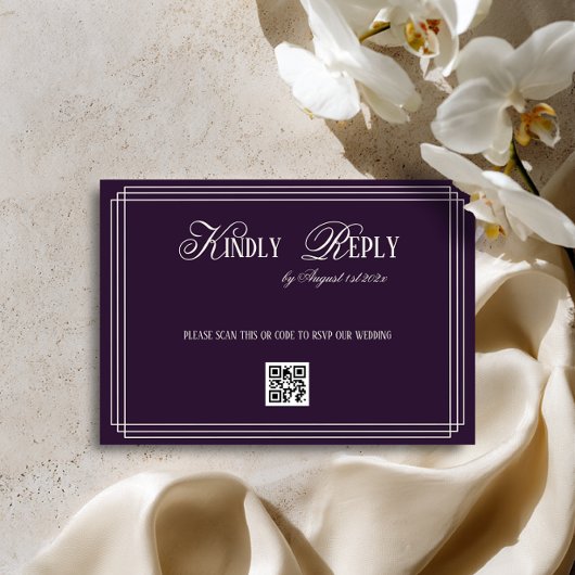 Cartons Réponse Mariage Argent Éternel Violet