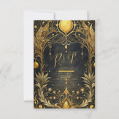 Cartons Réponse Mariage Art nouveau Black Gold (Devant)