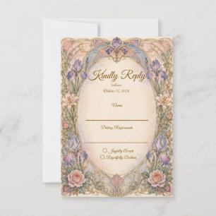 Cartons Réponse Mariage Art Nouveau Iris Romantique