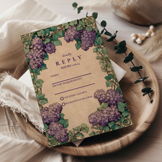 Cartons Réponse Mariage Art Nouveau Lilac