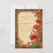 Cartons Réponse Mariage Art Nouveau Poppy (Devant)