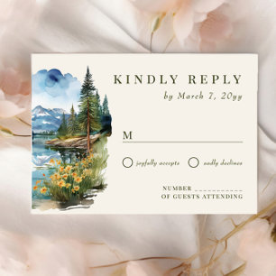 Cartons Réponse Mariage au bord d'un lac à la campagne
