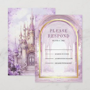 Cartons Réponse Mariage au Château Contes de Fées Floral Violet