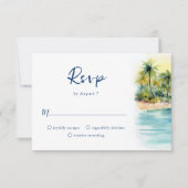 Cartons Réponse Mariage au coucher de soleil sur une plage tropica (Devant)