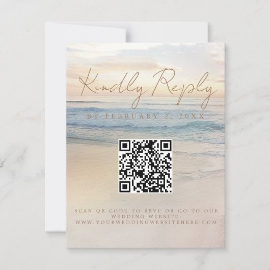 Cartons Réponse Mariage au coucher du soleil sur la plage Code Sca (Devant)