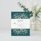 Cartons Réponse Mariage au Eucalyptus Sarcelle (Debout devant)