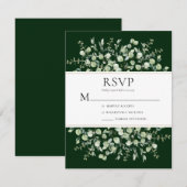 Cartons Réponse Mariage au Eucalyptus Vert Foncé (Devant / Derrière)