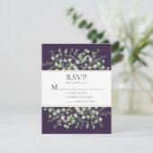Cartons Réponse Mariage au Eucalyptus Violet (Debout devant)