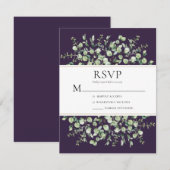 Cartons Réponse Mariage au Eucalyptus Violet (Devant / Derrière)