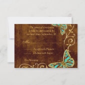 Cartons Réponse Mariage au pays de l'or aqua marron (Dos)