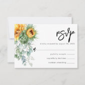 Cartons Réponse Mariage au tournesol rustique eucalyptus verdure (Devant)