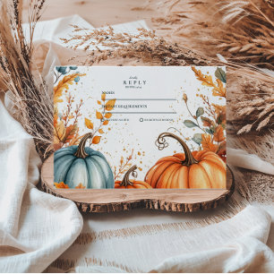 Cartons Réponse Mariage Automnal de Citrouille Rustique