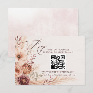 Cartons Réponse Mariage automnal floral rustique de la pampa CODE 