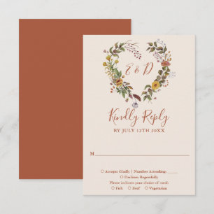 Cartons Réponse Mariage Automne Terracotta Floral Rustique