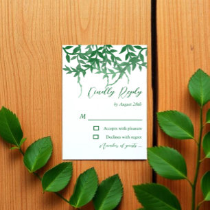 Cartons Réponse Mariage aux feuilles botaniques rustiques