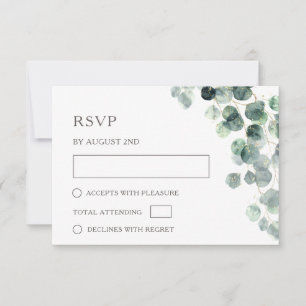 Cartons Réponse Mariage aux feuilles d'eucalyptus aquarelle