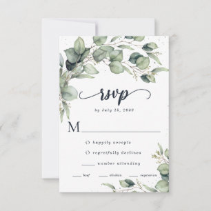 Cartons Réponse Mariage aux feuilles d'eucalyptus élégantes